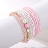 10 pcs/lot Boho Multi-layer Imitation Pearl Crystal Glass Beaded Elastic Bracelets Bangles Set for Women Wedding Party Gifts